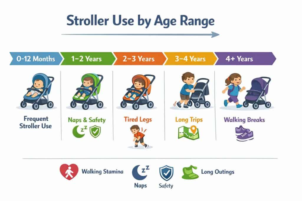 A  graphic showing stroller use by age range